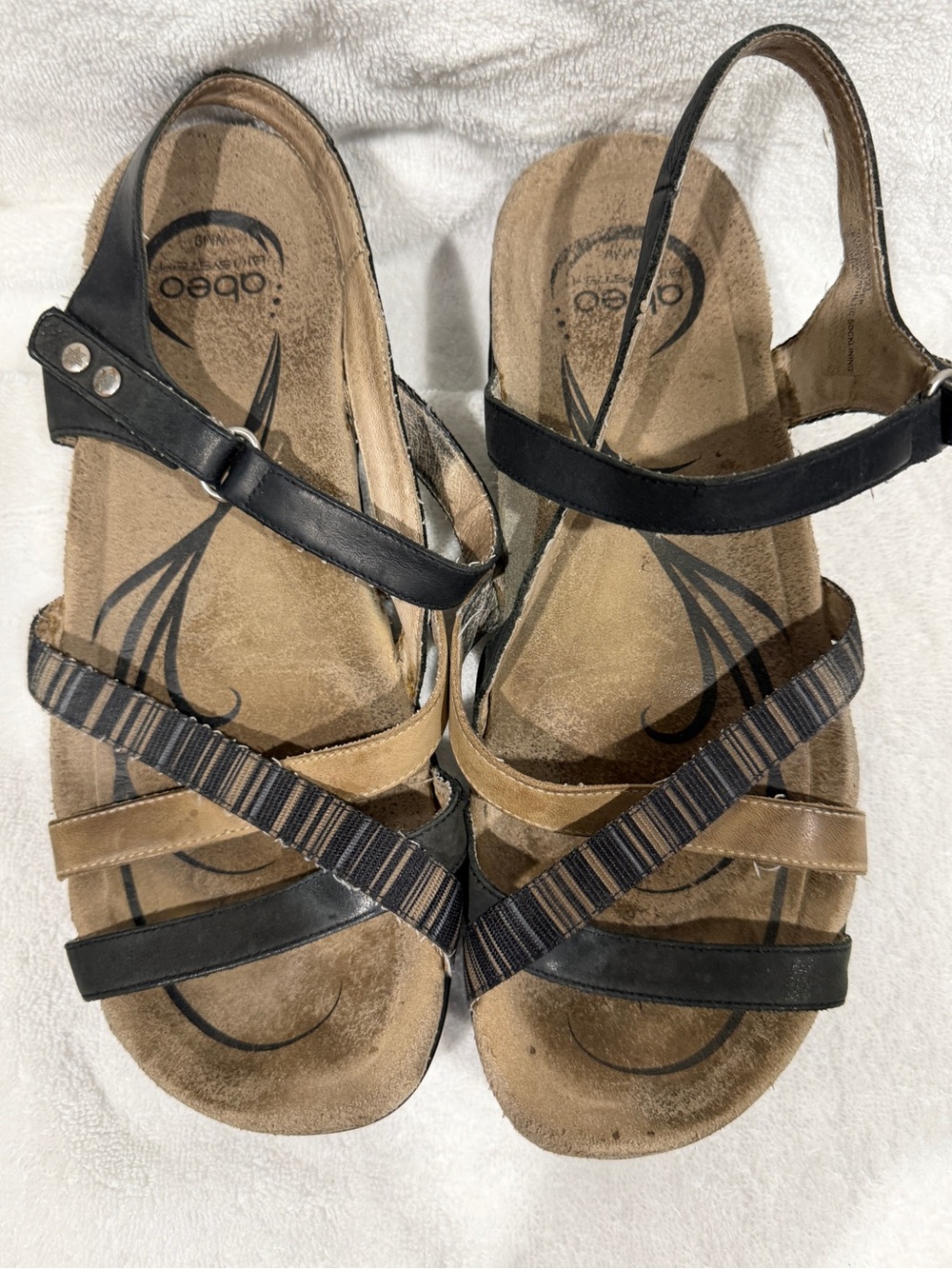 Abeo Women’s Blue and Tan Strappy Slingback Sandals